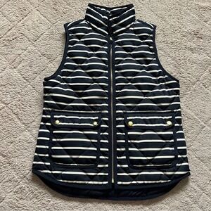 NWOT J. Crew Polyester Down Blend Striped Puffer Vest Women's Size XS